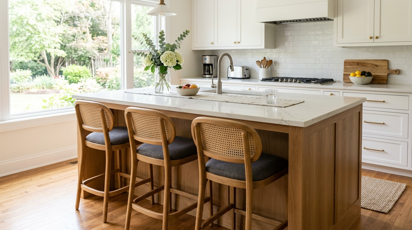 Aim for comfortable clearance between seat and counter